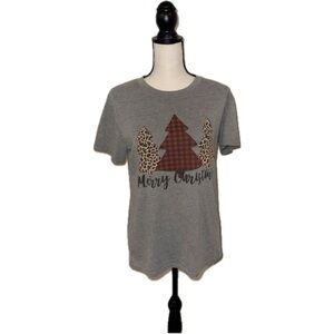Merry Christmas Spirited Joyful Casual Christmas Tree Graphic Tee